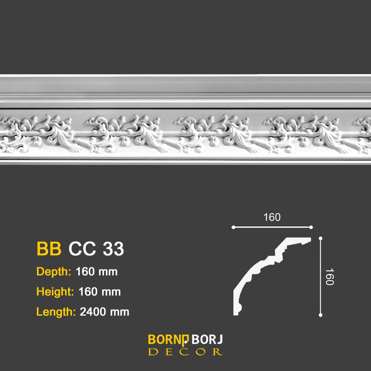 طرح گلویی, Carving Cornice Lvy Flowers, ابزار گلویی طرح پیچک BB-CC 33, ابزار پلی یورتان اهواز, گچبری پیش ساخته پلی یورتان در تبریز, برنا برج
